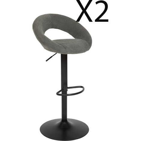 Lot de 2 chaises de bar, chaises hautes réglables en PU vert cèdre et pieds en métal noir - Longueur 48,5 x Profondeur 51,5 x Hauteur 96 cm (1/5)