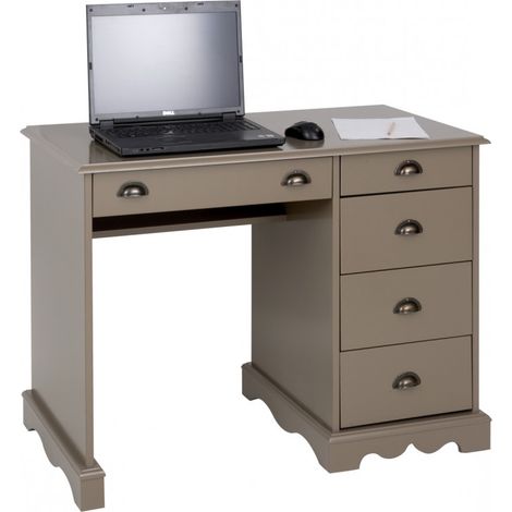 Bureau Taupe 5 Tiroirs Style Anglais (1/5)