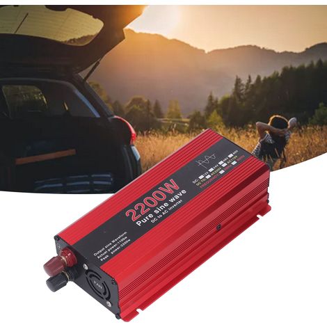 Onduleur à onde sinusoïdale pure 2200 W, convertisseur CC 12 V vers CA 220 V, onduleur solaire et éolien pour véhicule, alimentation pour onduleur éolien, onduleur solaire extérieur pour véhicule (1/5)