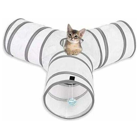 QORVA-Tunnel Chat Jeu Chat,Tunnel Lapin Pet Tunnel 3 Way Crinkle Tunnel Tube Pliable Jouet pour Les Chats Lapins, Chiens, Animaux de Compagnie-Fei Yu