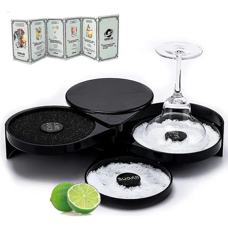 Ensemble de bar à trois niveaux pour décorer le bord des verres, sel à margarita et accessoires de bar avec fiche recette pour Bloody Mary. (1/5)