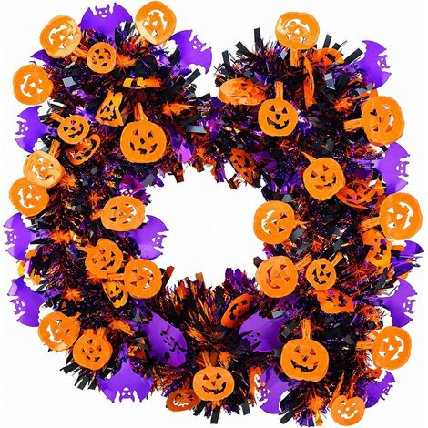 Guirlande de Noël Halloween, citrouille, fantôme et chauve-souris, 2 m, 5 couches, décoration de fête, cosplay citrouille et chauve-souris 2 m x 5 couches (1/5)