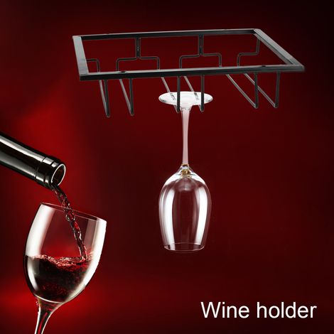 Étagère porte-gobelets en métal pour meuble bar/cuisine, meuble de rangement pour bouteilles de vin. (1/5)