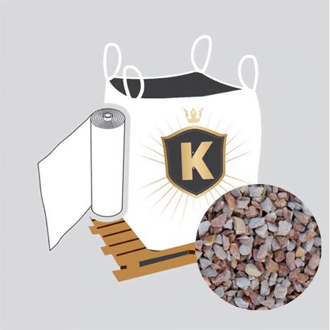 Kit Graviers rose + géotextile = 1 Big Bag gravier rose 4/8 1.5T [environ 20m2 sur 5cm d'épaisseur] + 1 géotextile 25m2 (1/3)