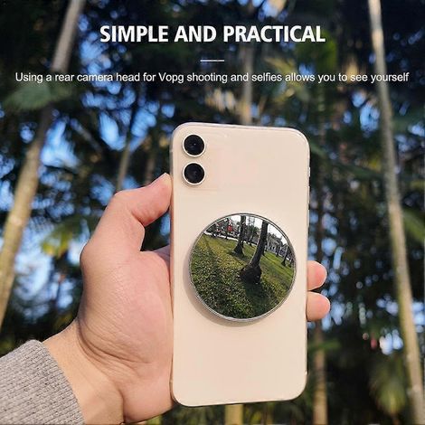 Miroir adhésif compact pour smartphone, idéal pour les selfies et les vlogs. Miroir réfléchissant haute définition pour iPhone et autres vidéos. (1/5)