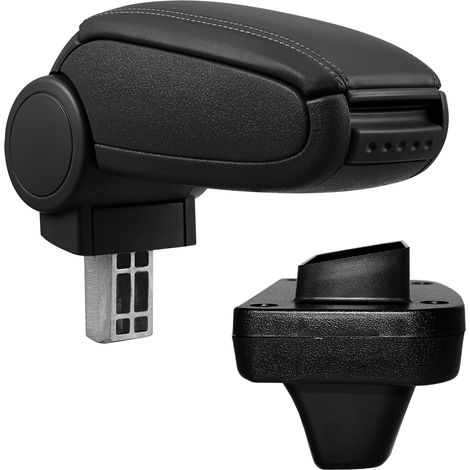 [pro.tec] Reposabrazos central para Opel Astra K - apoyabrazos con compartimento - tapizado - polipiel - negro con costuras de color negro