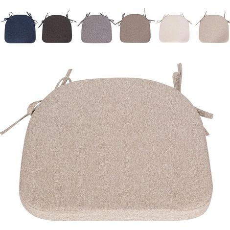 Coussin d'assise - Galette de chaise - Semi-circulaire - Pour chaises de jardin, de cuisine, de salle à manger et de bureau - 1 pièce - Beige (1/5)