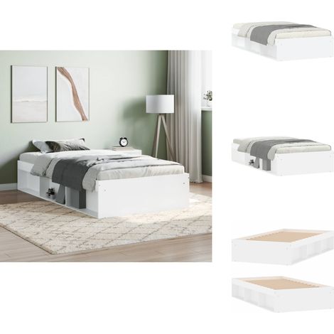 Cadre de lit sans matelas blanc 90x190 cm - Cadre De Lit - Lit Double - Lit Blanc - Meuble Chambre - Rangement Sous Lit (1/5)