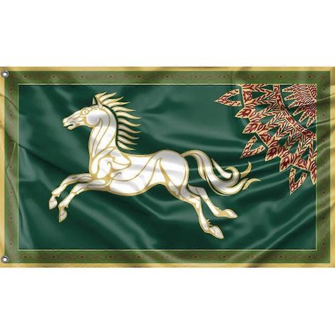 90x150cm Mittelalterliche Reichsflagge Rohan Gondor Pferd Baum Banner Mittelalterliche Königreichsflaggen--A