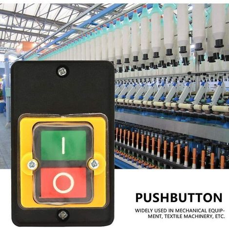 Interrupteur étanche à deux boutons pour démarrage et arrêt de moteur, adapté pour AC220V/380V 10A. Livré avec un support protégé par une boîte à poussière