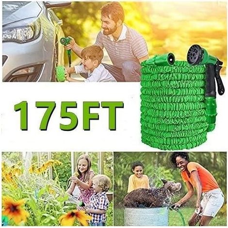 (Green)Hose watering extendable OHMG - 175FT - 7 modes of spraying - Green (1/4)