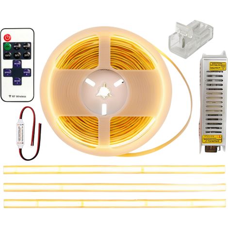 LED COB-Kit 10m 24V 3000K Warmweiß Starke Farbwiedergabe Netzteil Fernbedienung (1/5)