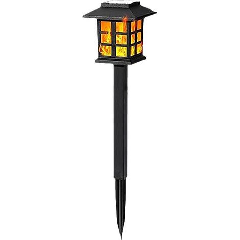 Lampe Solaire 10LED Effet Flamme Jardin, Capteur Auto, Étanche, Lot de 2, Terrasse Villa (1/5)