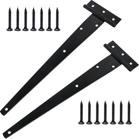 Charnières de Portes en T Lourde avec Vis de Montage, 300 mm, Charnières de Portes en T Galvanisées Portes de Grange Portail en Bois et Fenêtre (1/5)