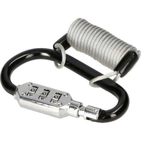 KOTARBAU Mousqueton en aluminium avec serrure à combinaison et câble en acier de 100 cm pour une fermeture sûre (1/5)