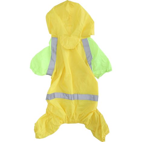 Regenmantel für Hunde mit Reflektorstreifen, atmungsaktiv und leicht, ideal für Spaziergänge im Freien. Gelb, Größe L. (1/5)
