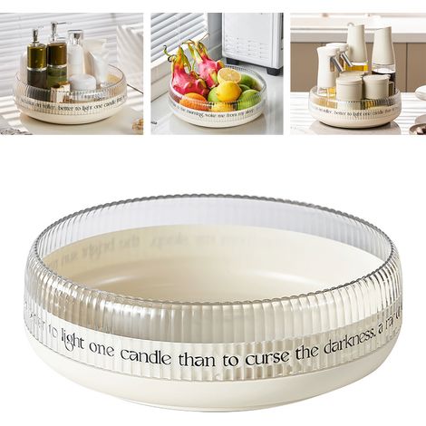 Plateau tournant en plastique, contenant rond rotatif à 360 degrés, plateau de rangement facile d'accès pour épices, garde-manger et cosmétiques. (1/5)