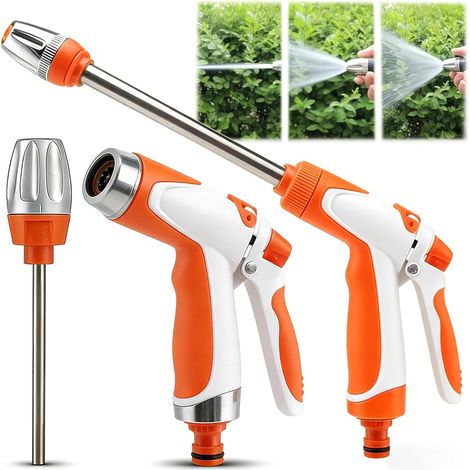 Nettoyeur haute pression, tuyau et buse, élimine instantanément les saletés – tuyau universel en acier inoxydable adapté aux nettoyeurs de jardin (modèle orange, simple) (1/5)