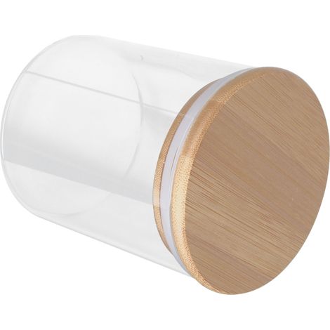 Pot de Rangement en Bois 450ml avec Couvercle et Verre Transparent pour Thé Café Épices