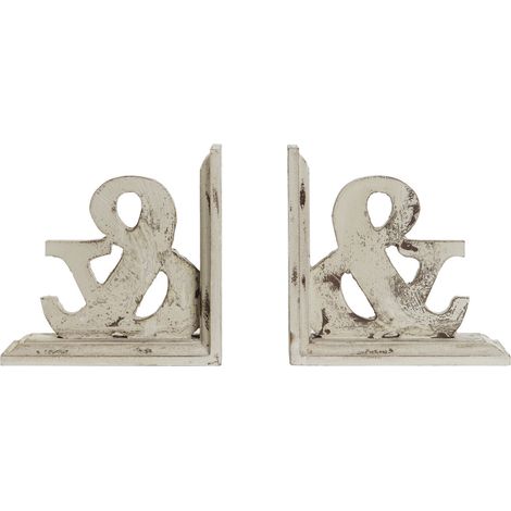 Sujetalibros Set 2 Mdf 26X12X26 Envejecido Blanco DH206192 (1/4)