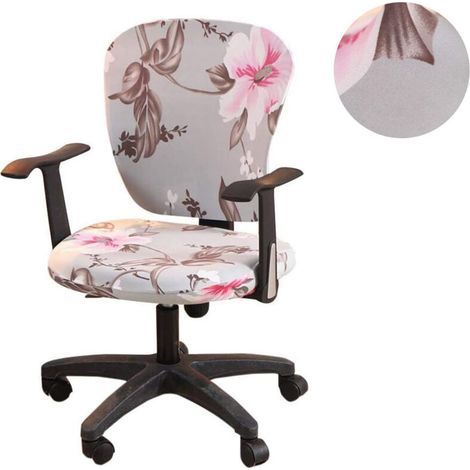 Housses de chaise de bureau d'ordinateur, housses de chaise pivotantes lavables extensibles universelles en polyester UNIQUEMENT Housses de chaise (Style 3) (1/4)