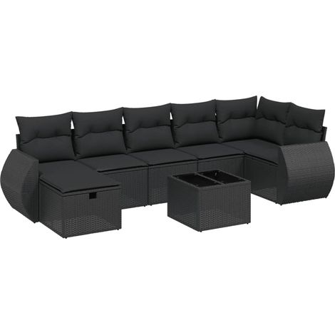 Set Divani da Giardino con Cuscini 8 pz Nero in Polyrattan vidaXL (1/4)