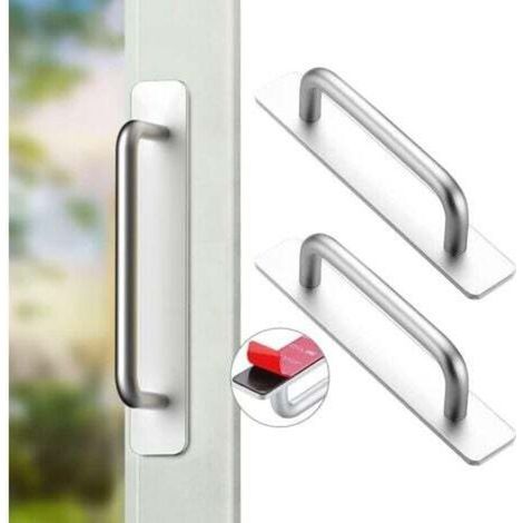 2 pieces 148 cm silver self-adhesive sliding door handles, aluminum furniture handles (1/3)