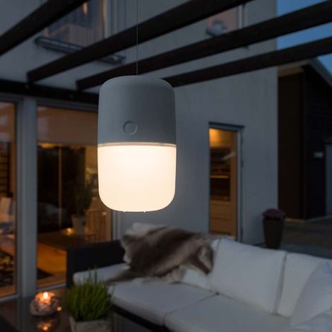 Solar LED Leuchte ASSISI mit 3-Stufen Dimmer & USB-Kabel, IP44, Grau (1/3)