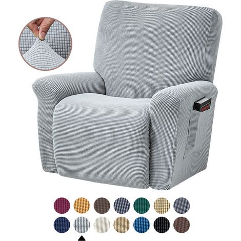 Ensemble de housses de canapé extensibles - pour relaxation et massage chaise longue, élasthanne, jacquard, gris clair (1/5)