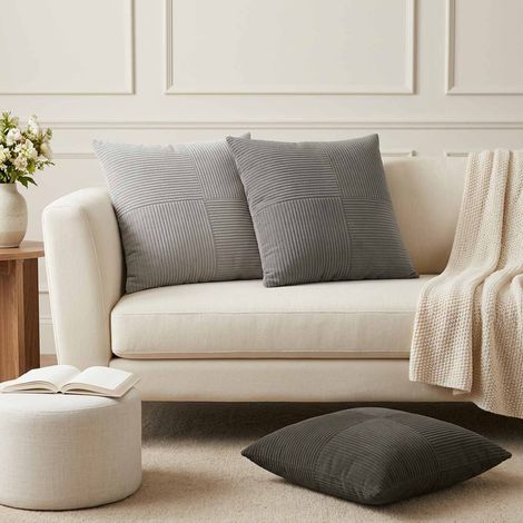 vidaXL Federa 6 pz ALMELO Grigio Chiaro 60 x 60 cm corduroy (1/5)