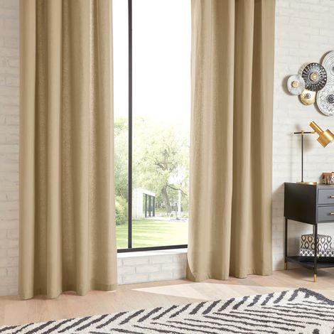 Lot de 2 rideaux d'ameublement "Anjali" en Coton 135 x 240 cm Atmosphera - Ficelle (1/2)