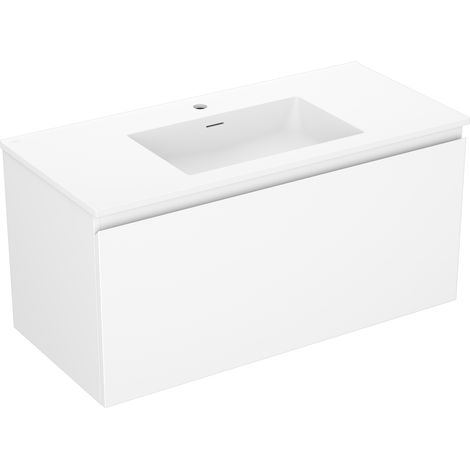 Mexen Orio mobiletto da bagno 100 cm con lavabo Otis, 1 cassetto, bianco opaco - 91A10-10047-1-BF01-W18M01 (1/5)