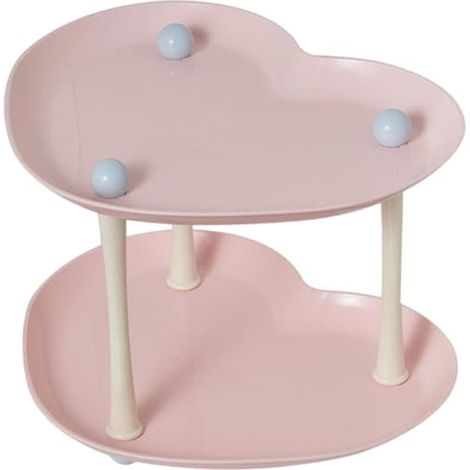 Étagère d'angle double couche pour comptoir de salle de bain, en acrylique rose, idéale pour les soins de la peau et les cosmétiques. (1/4)