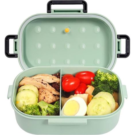 Auslaufsichere Lunchbox mit zwei Fächern für Picknicks, Schule und Büro praktischer Behälter für gesunde Mahlzeiten unterwegs - Crezuo
