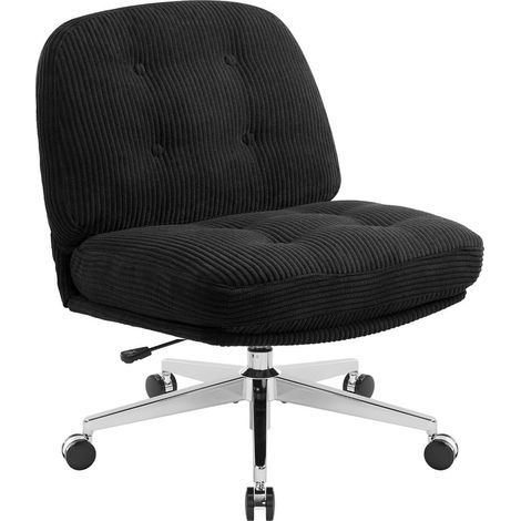 Bürostuhl ohne Armlehne Drehstuhl Sessel Kissen Schwarz mit Rollen (1/5)