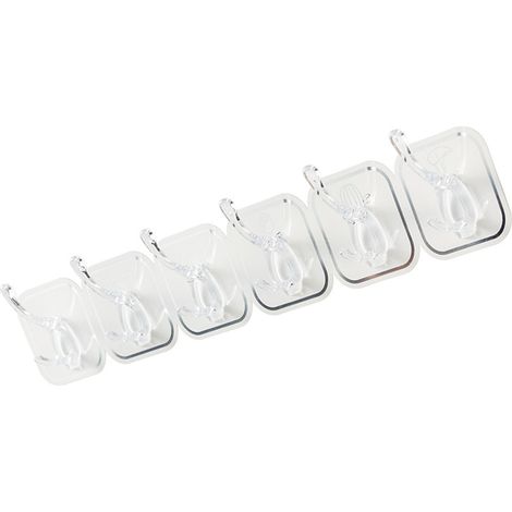 Set mit 6 Acryl-Klebehaken für die Wand, kein Bohren erforderlich, hohe Tragkraft, weiß, für Küche und Bad (1/5)