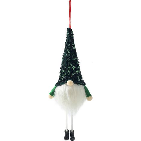 Poupée Décorative de Noël Lumineuse en Paillettes, Homme Barbu Sans Visage Sac Vert 29x10cm, Ornement Intérieur (1/2)