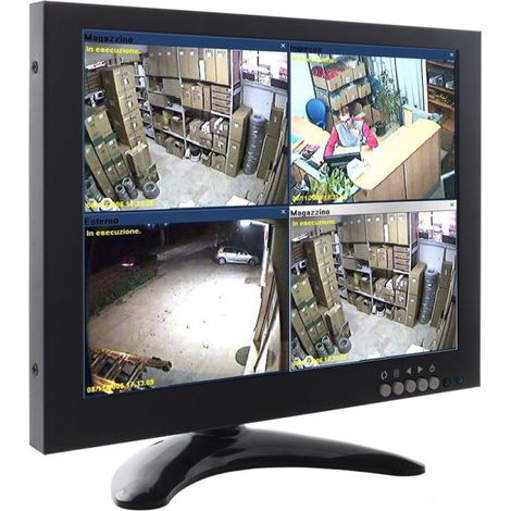 Trade Shop Traesio – Moniteur TFT-LCD 10.1" pour vidéosurveillance – Entrées HDMI, VGA, BNC, AV – Résolution 1024 x 768 – Idéal pour installations professionnelles