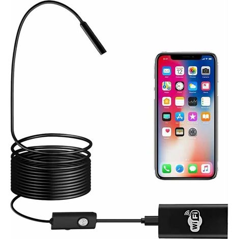 WiFi-Endoskop-Inspektionskamera, Megapixel, HD, flexibel, halbstarr, Endoskop-Kamera, Inspektionskameras mit 5 m Kabel, kompatibel mit IOS/Android/Tablet/Windows (schwarz)