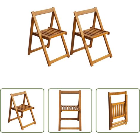 Chaises en bois d'acacia - Chaises pliables de jardin lot de 2 Bois d'acacia solide (1/5)
