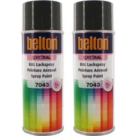2 bombes de peinture Belton Spectral RAL7043 gris signalisation 400ml