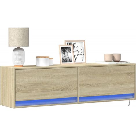 TV-Wandschrank mit LED-Beleuchtung Sonoma-Eiche 140x31x38 cm