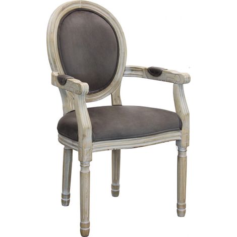 Sedia poltrona da interno in legno ecopelle velluto tessuto con seduta e schienale imbottiti Provenza - DarkGray - Velluto (1/5)
