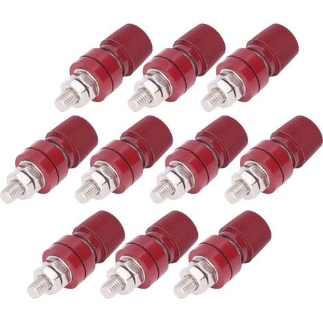 Lot de 10 bornes de raccordement M8 à vis en fer pour onduleur d'instrument électronique (rouge) (1/5)