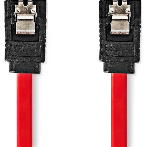 Cable SATA  3 Gbps  SATA hembra de 7 pines  SATA hembra de 7 pines  Niquelado  0,50m  Piso  PVC  Rojo  Caja