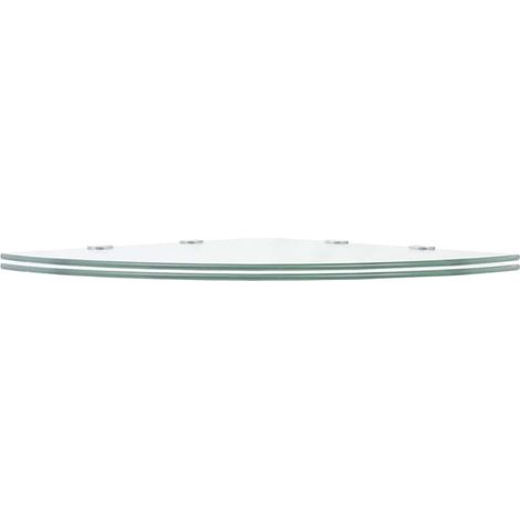 Mensola da Parete Scaffali Angolari 2 pz Supporti Cromati e Vetro Chiaro 45x45 cm (1/5)