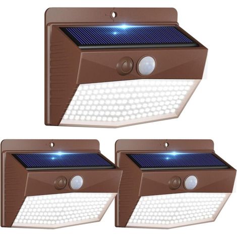 Lumiere Solaire Exterieur, 138LED Lampe Solaire avec Detecteur de Mouvement, Étanche 3 Modes Eclairage Exterieur Solaire Spot Led \u200bSans Fil pour Jardin Terrasse Garage[Bordure Marron] (1/5)