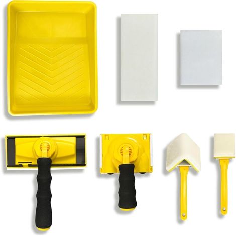 Kit de herramientas para pintar bordes, juego de almohadillas de pintura de 9 pulgadas, 7 piezas: herramienta para pintar bordes con bordes, almohadilla de retoque, almohadilla para esquinas (1/5)