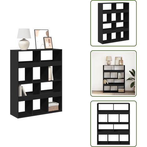 The Living Store Libreria Nera 100x33x125,5 cm in Legno Multistrato - Libreria nera