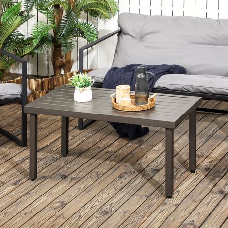 Gartentisch, Beistelltisch, Stahlrahmen, braun, 91 x 51 x 46 cm (1/5)